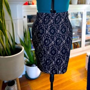 Black lace pencil skirt